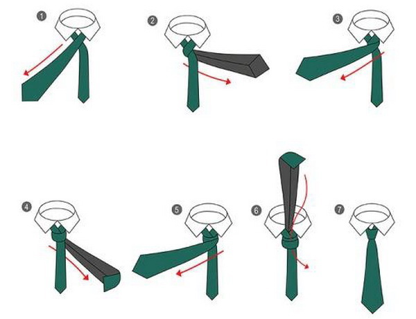 Как завязать галстук пошагово (фото-схема): ТОП-10 красивых узлов,  быстрые способы, советы и инструкции16