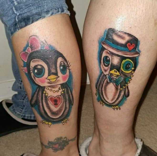 парные тату пингвины