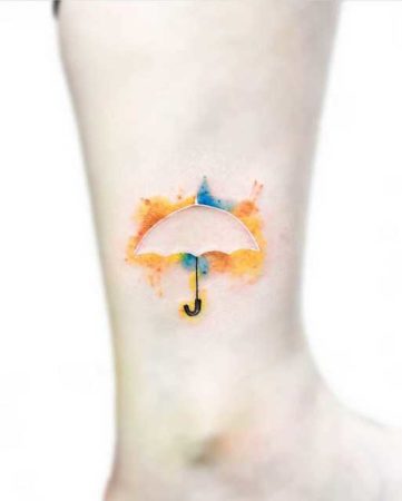 женские тату зонтик акварель