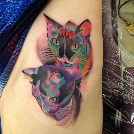 Кошки цветные тату