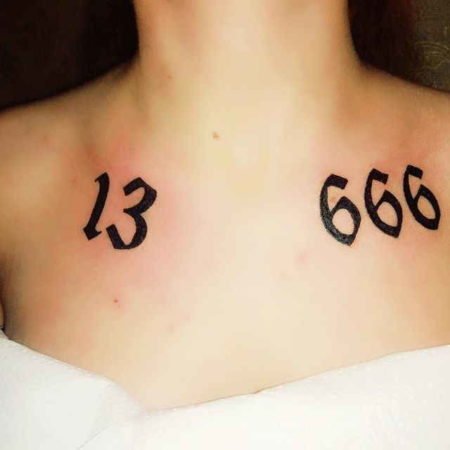 666 тату на ключице